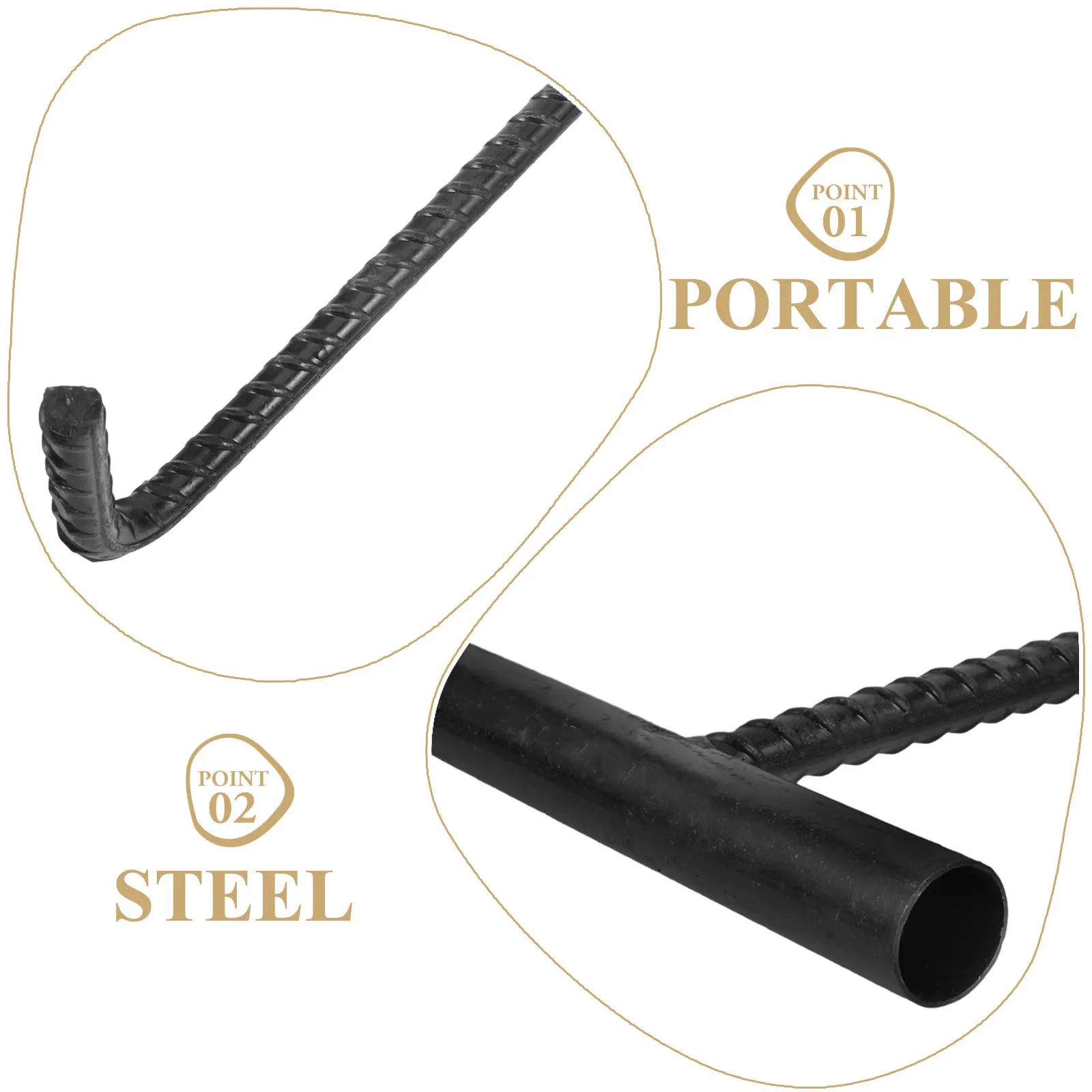 Robust Steel Manhole Cover Hook T Design with Reinforced for Lid Opening Drain Grate Removal Rolling Door
