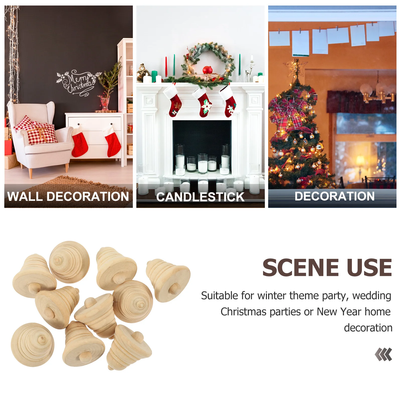 

10Pcs Wooden Xmas Ornaments Blank Decorations DIY Craft Unfinished Wood Christmas Home Decor Christmas Ornaments