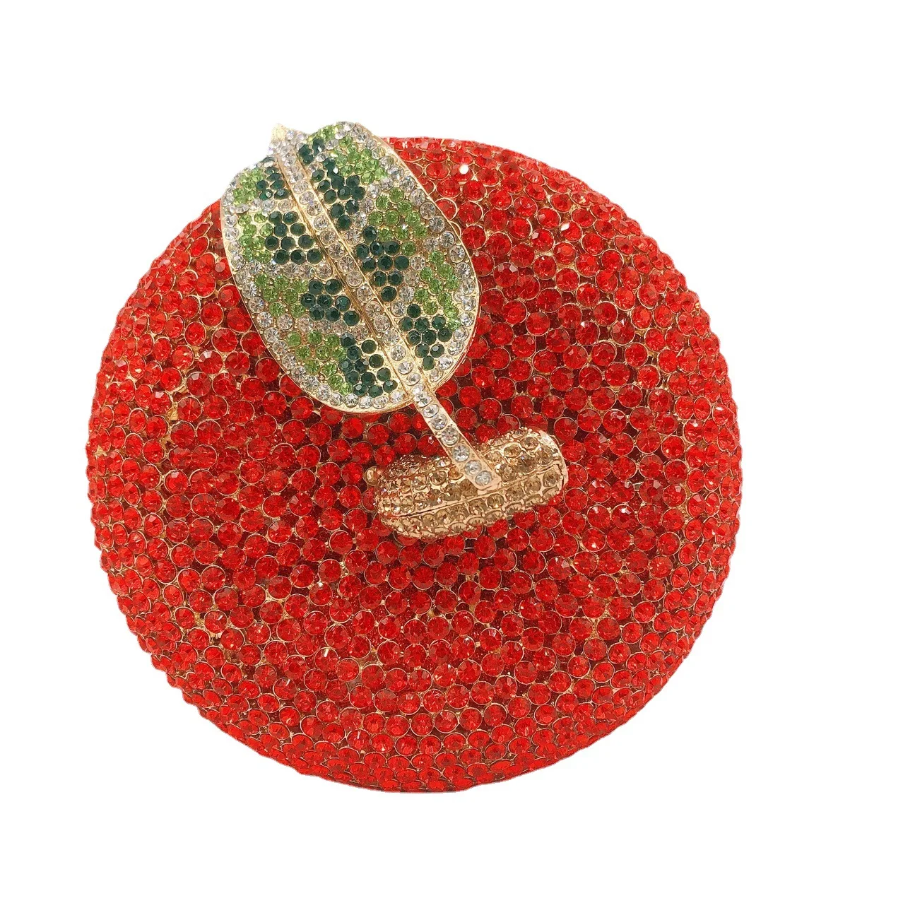 

Форма яблока, красный горный хрусталь, свадебный кошелек, зеленые листья, хрустальные вечерние клатчи, роскошные женские сумки для выпускного вечера, женские сумки