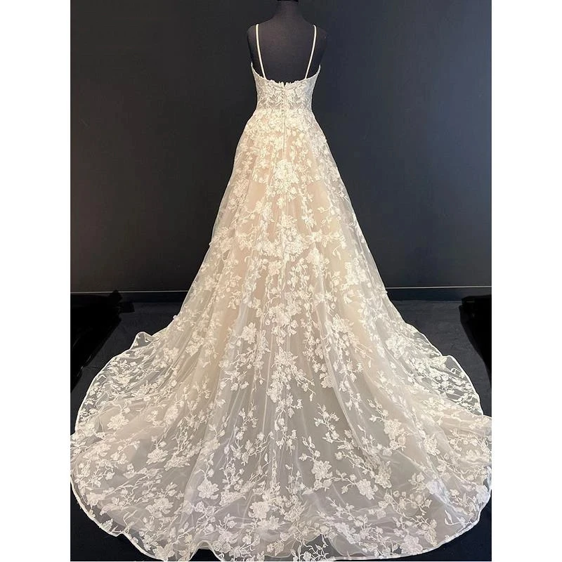 Italian halter A-line sweetheart backless tulle embroidery wedding church outdoor custom new floor-length bridal wedding dress