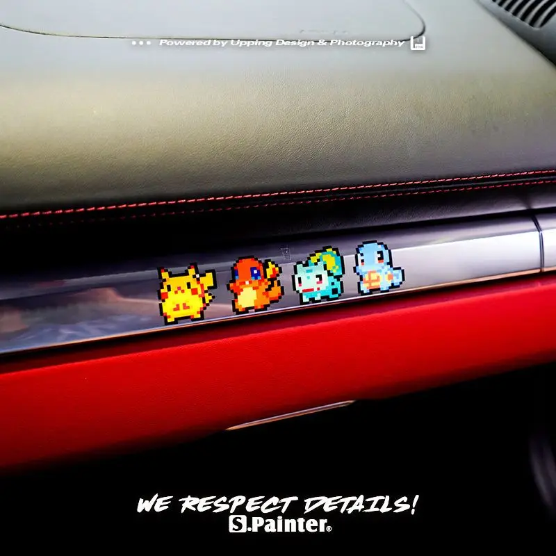 Anime Pokemon Pikachu Car Pixel Stickers Kawaii Elf Ball Personality Stickers Car Windshield decal Decor Reflective Stickers new