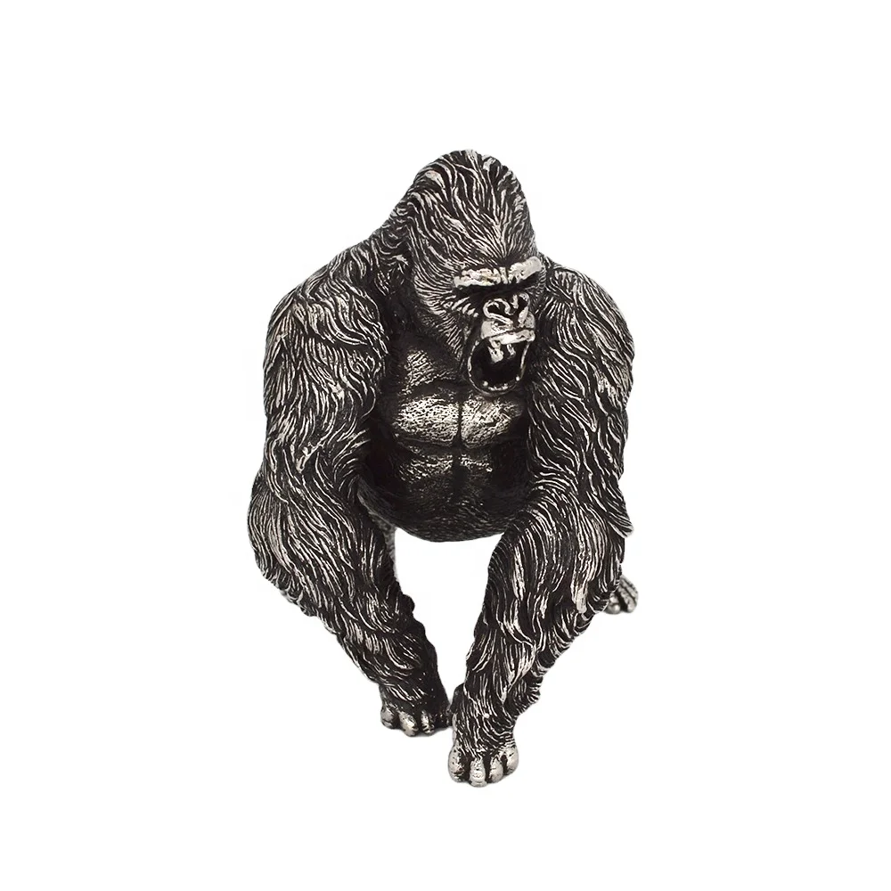 Custom Realistic Stainless Steel Battle  Black Male Gorilla Toys Action Statues Decorative Ornaments