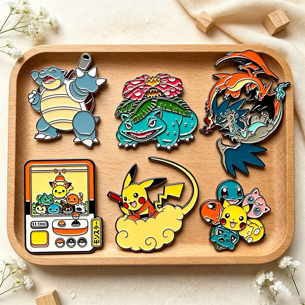 6Pcs Big Size Cool Cartoon Anime Monster Enamel Pins, Large Decorative Lapel Brooches for Jackets & Backpacks, Collectible Gift