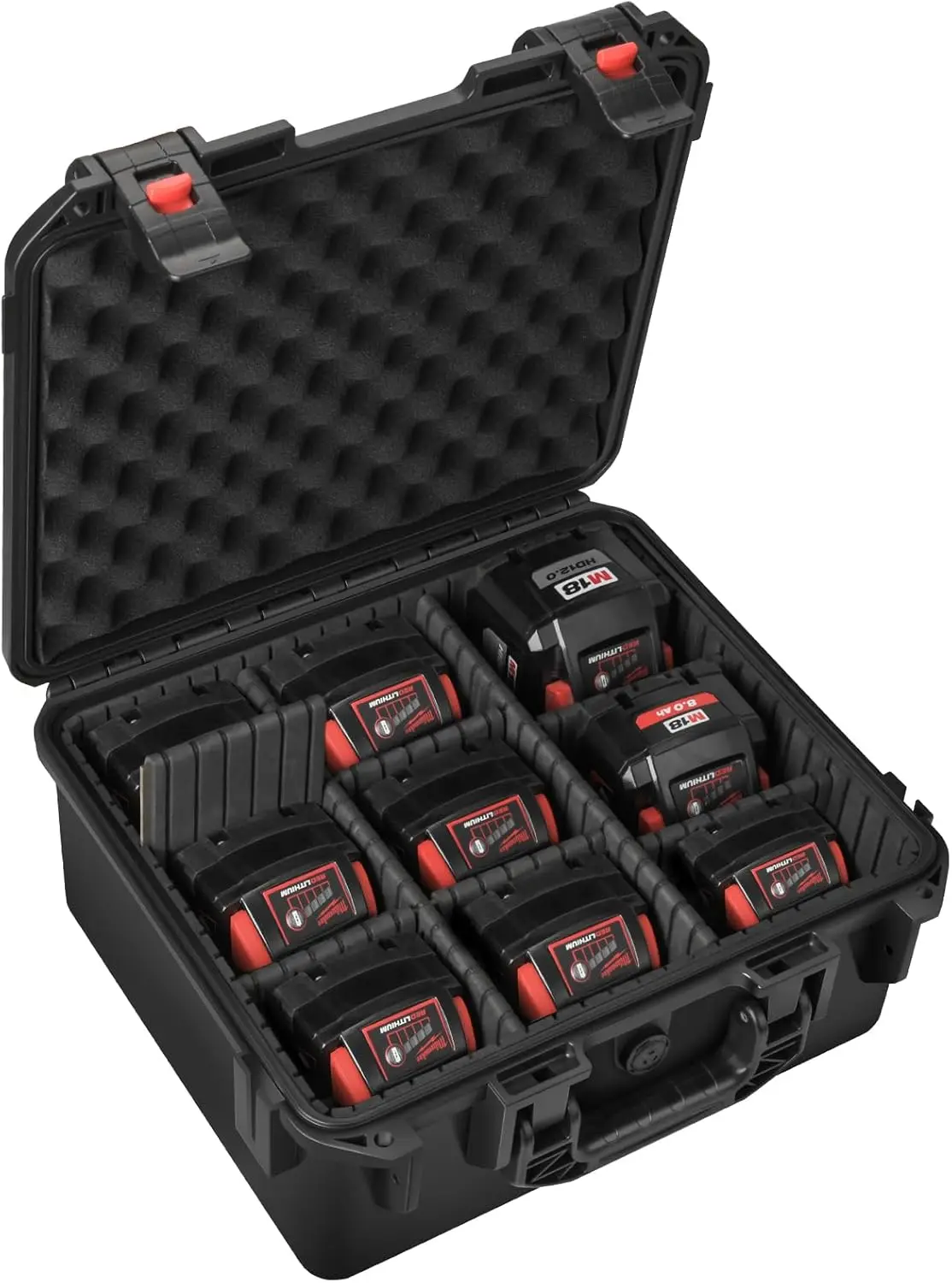 

Waterproof Hard Case for Power Tool Batteries & Chargers with 9 Adjustable Dividers - Compatible with Multiple Brands