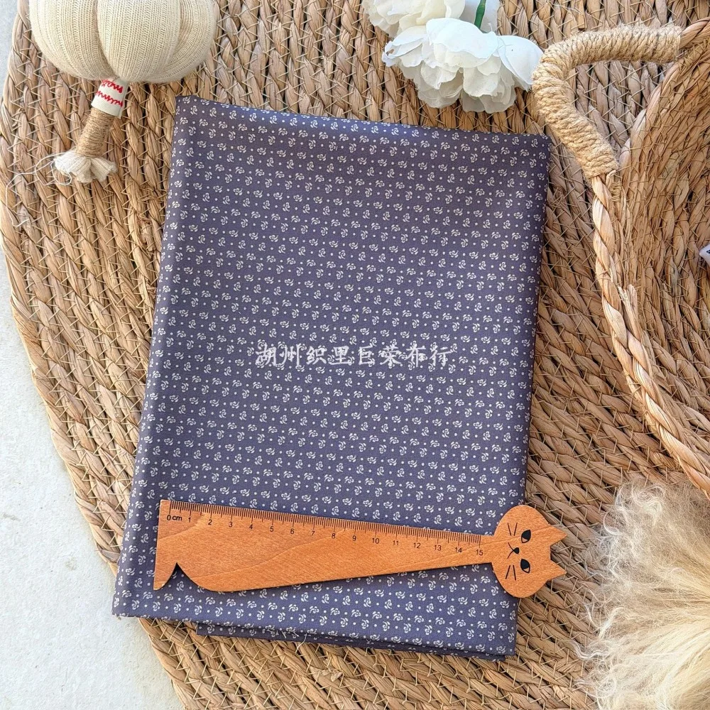 145x50cm 40s Baumwolle Grau-Lila Blumenstoff Koreanischer Ins-Stil Frischer Kleiner Druck für Taschen, Accessoires, Haustiere, Nähwaren – Detail 6