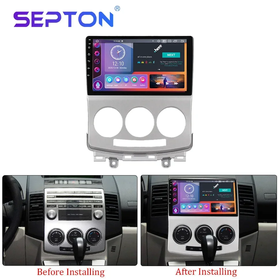 SEPTON Android 12 Car Radio  Multimedia Player for MAZDA 5 2005-2010 2 Din Head Unit 4G Net Carplay Navigation GPS BT 8core WIFI