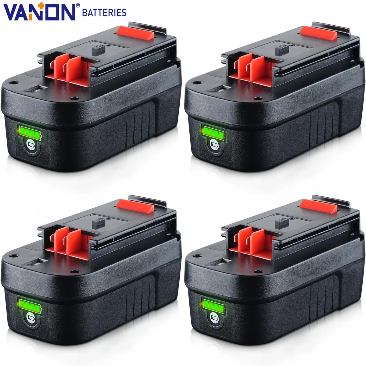 

VANON 4Pack HPB18 18V 7.0Ah Lithium-ion Battery Compatible with HPB18-OPE FSB18 Tools Replace for Black and Decker Battery pin