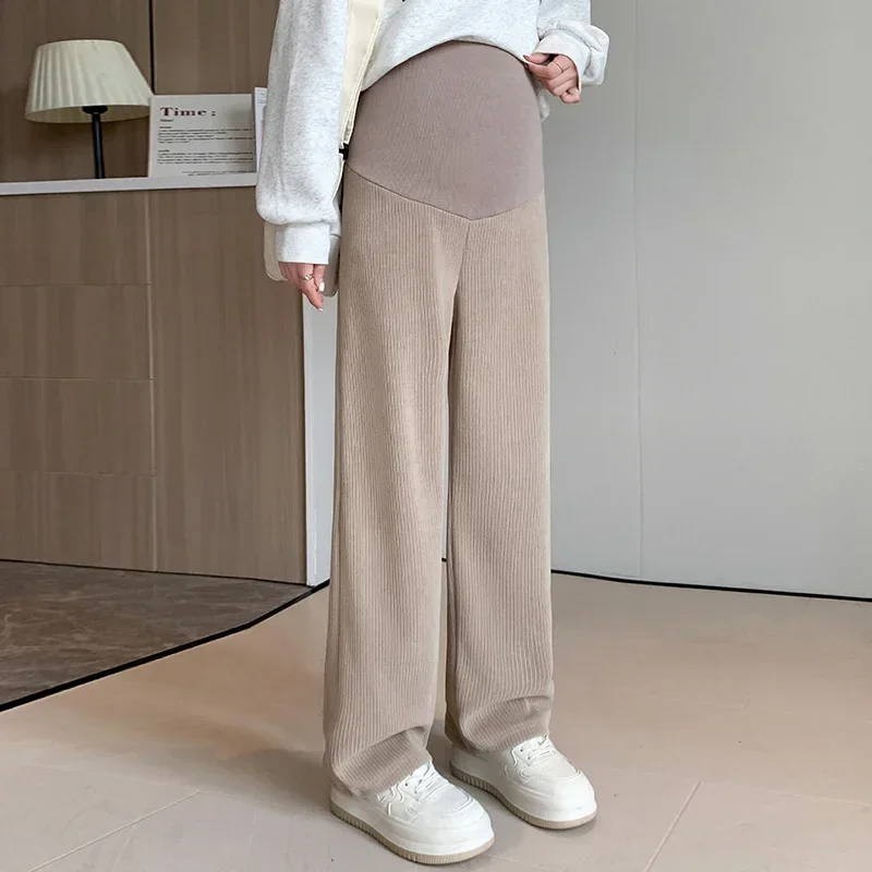 Spring Autumn Fashion Maternity Straight Pants Wide Leg Loose Across High Waist Trousers Clothes for Pregnant Women Pregnancy