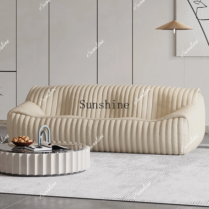 Wabi Sand Wind Nordic Caterpillar Simple Casual Small Apartment Leather Art Sofa Combination  FT