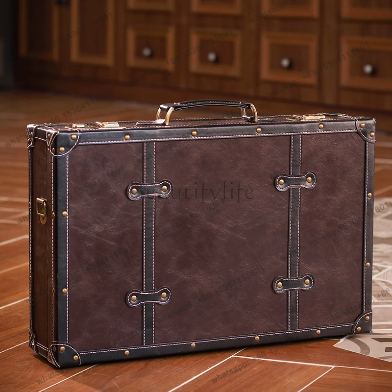 Toolbox Oil Head Box Electric Push Shear Multifunctional Storage Box Retro Hairstylist's Exclusive Leather, Personalized Trend
