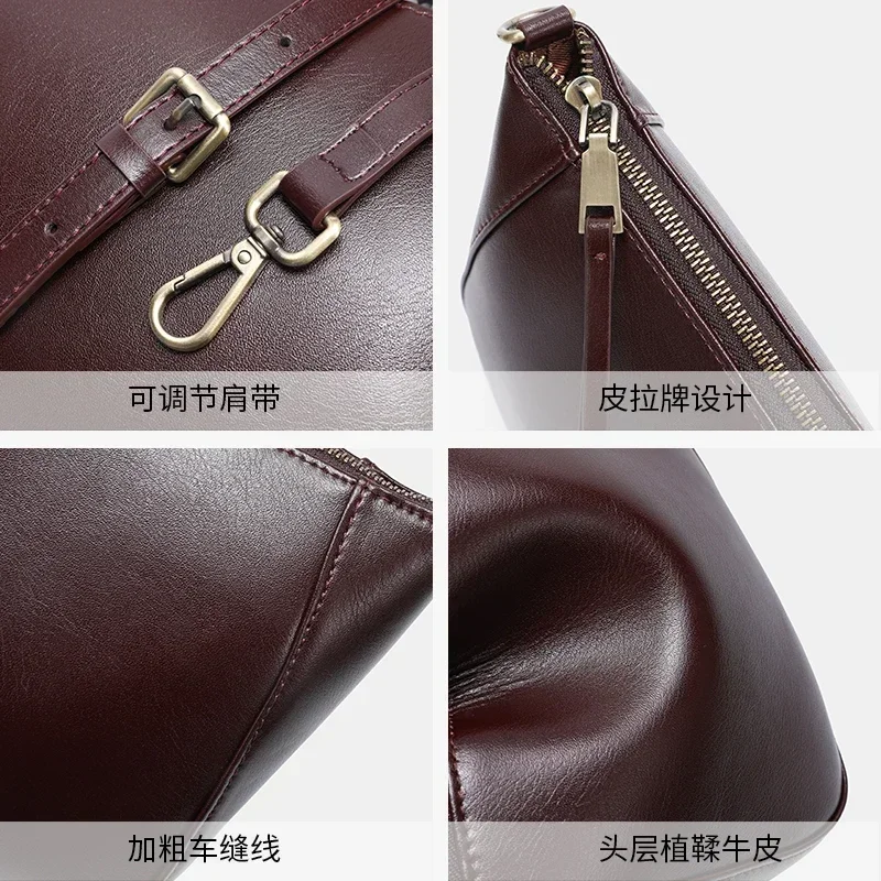 Women's Cow Real Leather Crossbody Bag Ladies Trendy Retro Square Phone Purse Designer Luxury Cowhide Bags Female Shoulder Bags