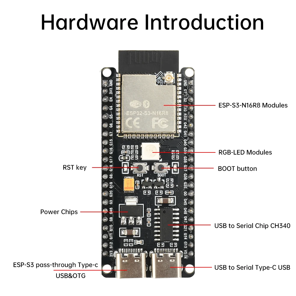 ESP32-S3 N16R8 개발 보드 프로그래밍 보드 Xiaozhi Ai 지능형 음성 기계(0.91인치 Oled 조합 키트 포함)