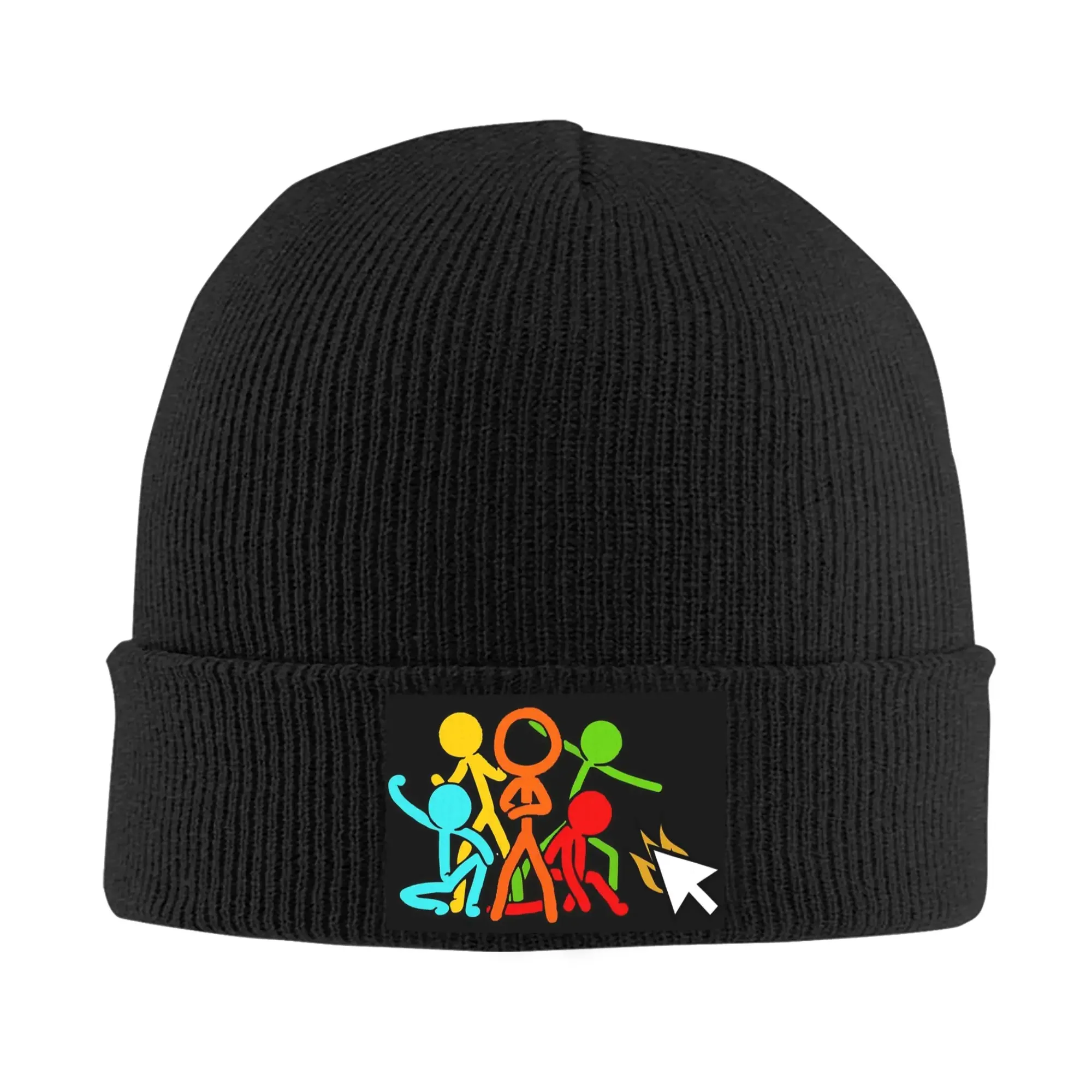 Five Stick Figures Alan Becker Gaming Warm Knitted Cap Winter Knit Bonnet Hat Skullies Beanies Hip Hop Caps for Unisex