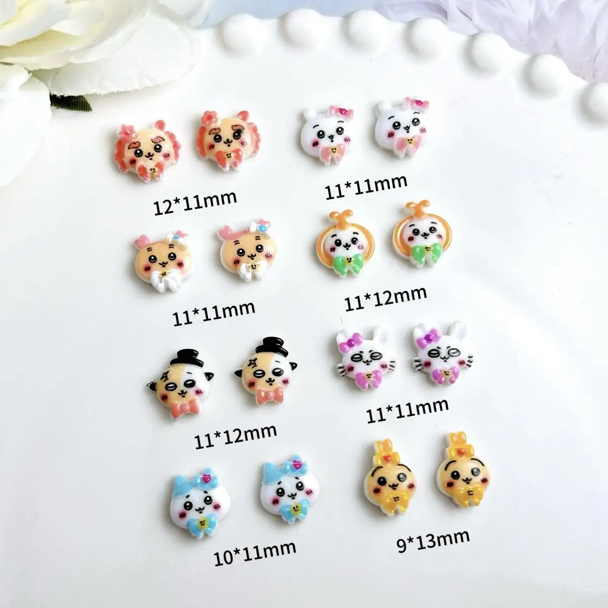 

Random Mix 8 Styles Kawaii Resin Animal Series Nail Charms Cartoon Rabbit Monkey Cat Nail Art Decoration DIY Crafts Accessories