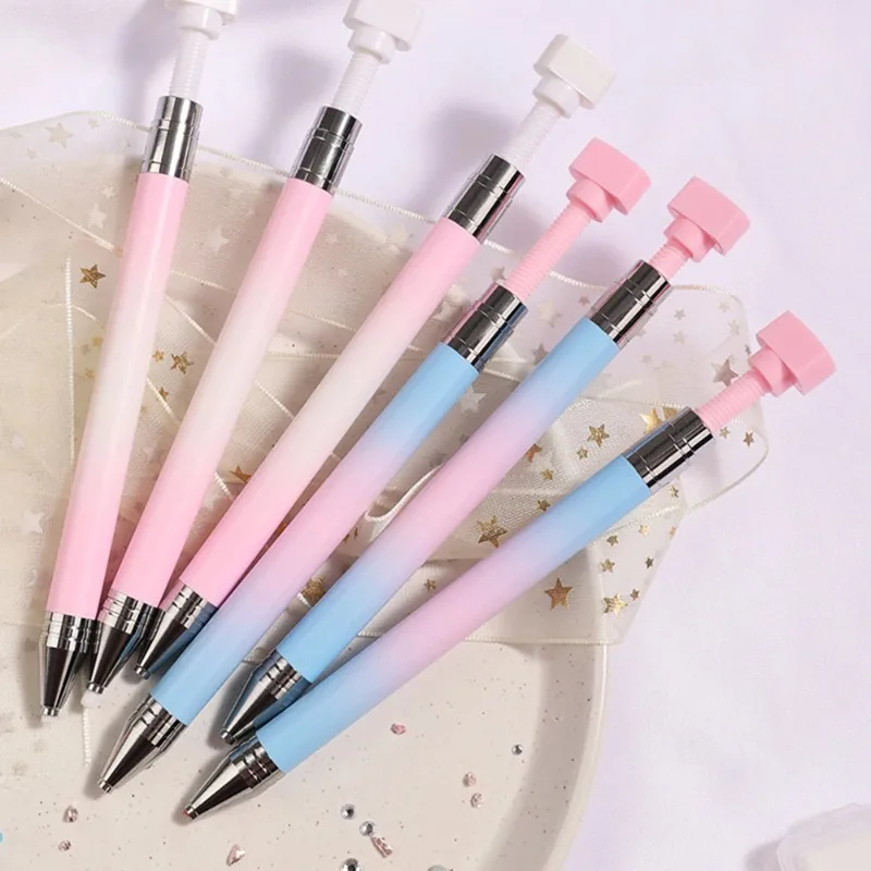 Gradient Color Rhinestone Picker Tool Refillable Wax Pen with 3 Red Additional Wax Refills Nail Dotting Rhinestone Pickup Pen