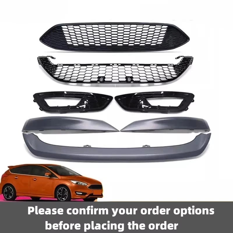 

Автомобильные аксессуары для Ford Focus 2015-2018, модифицированная передняя нижняя решетка для губ, противотуманная фара, рамка, бампер, комплект кузова