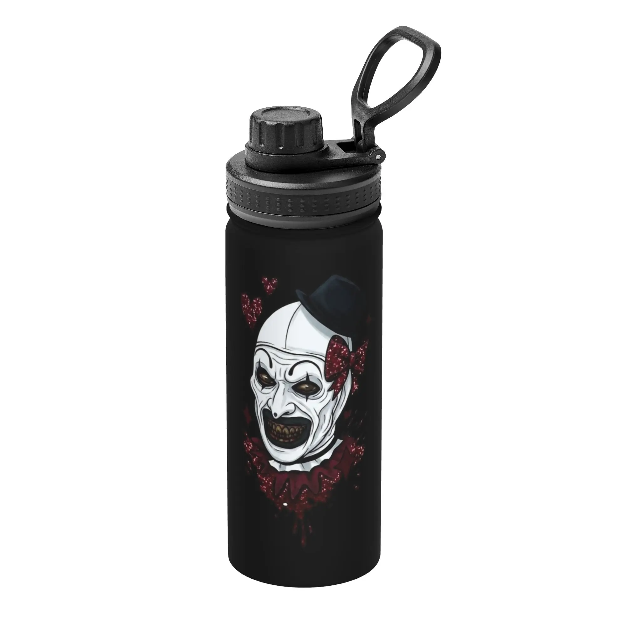 Terrifiers Art The Clown 18OZ Sports Insulated Kettle Halloween Thermal Cup Stainless Steel Smoothie Tea Mug Spill Proof