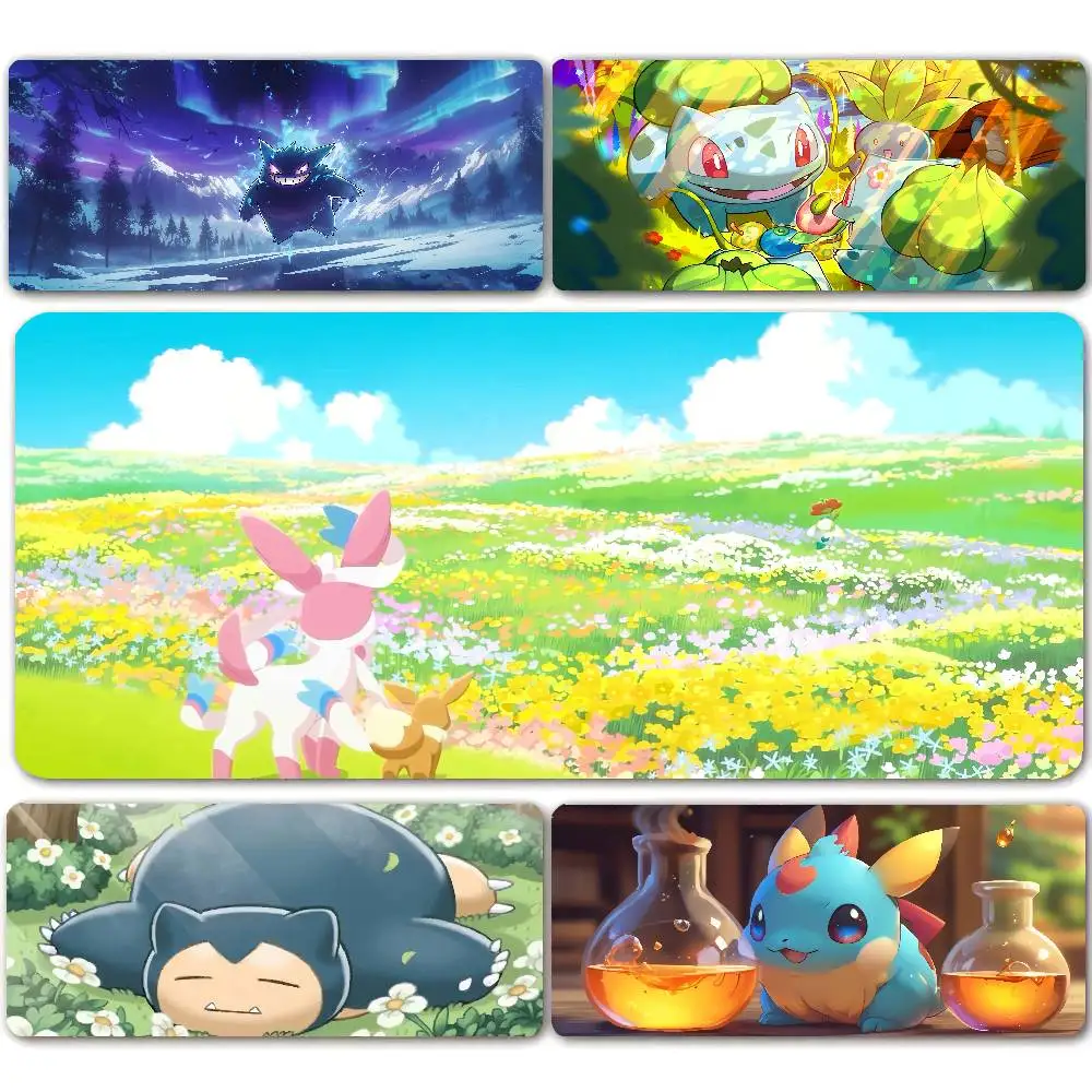 Pokemon Leafeon Gaming Mouse Pad Large Desk Mat 2MM Stitched Edge Non Slip Rubber Base Keyboard Pad Office Laptop Table Decor