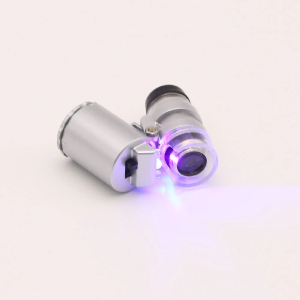 Mini Pocket Microscope Folding Jewelry Appreciation Microscope Illuminated Adjustable Jeweler Loupe for  Detection