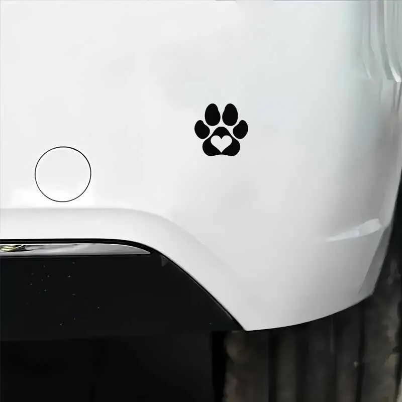 Heart Dog Paw Car Sticker, Creative Paw Print Design Vinyl Car Decal, Stylish Decoration for Car Body, Windows, Doors, Trunk