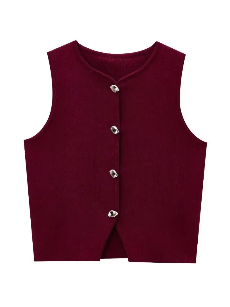 

Круглый вязаный жилет Ne Svel в американском стиле ретро, женский универсальный утягивающий топ на одной пуговице, верхняя одежда Faion