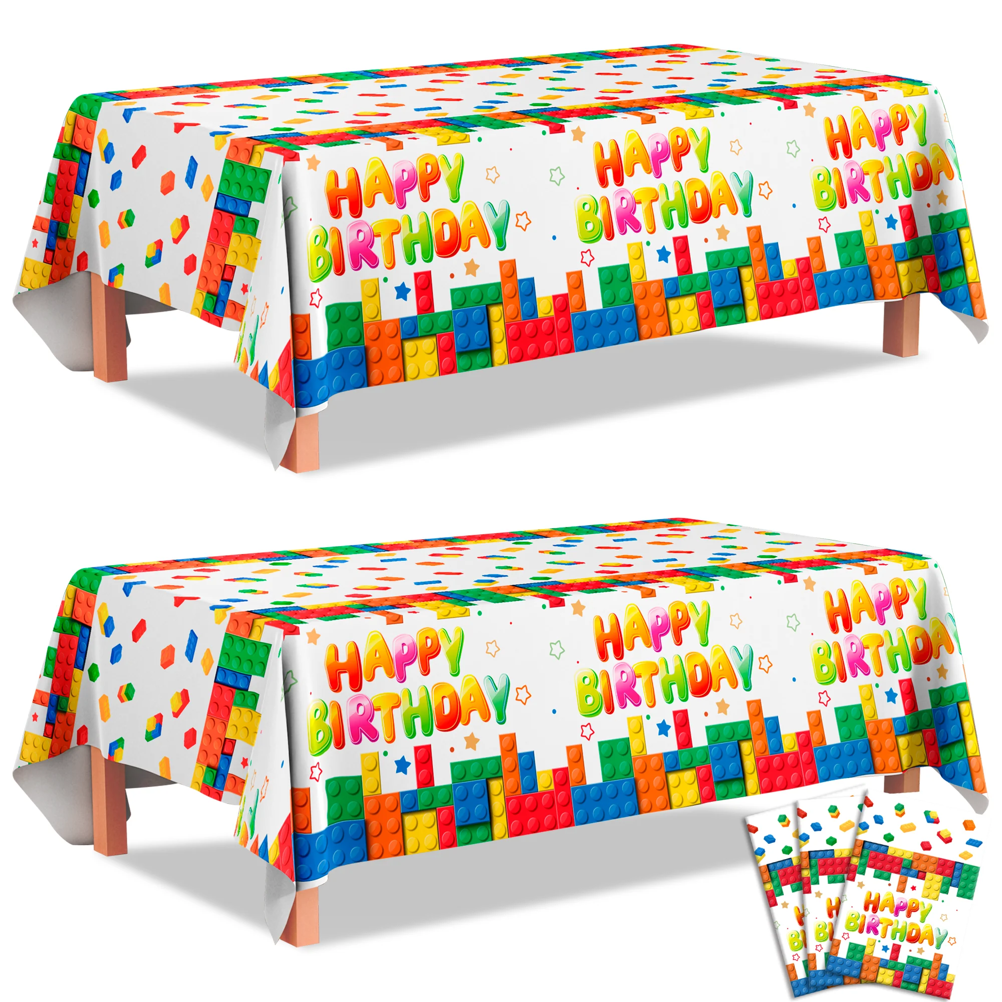 

Building Block Party Tablecloths, 3pcs Building Block Party Decorations Tablecloths set - Building Blocks Tablecloth