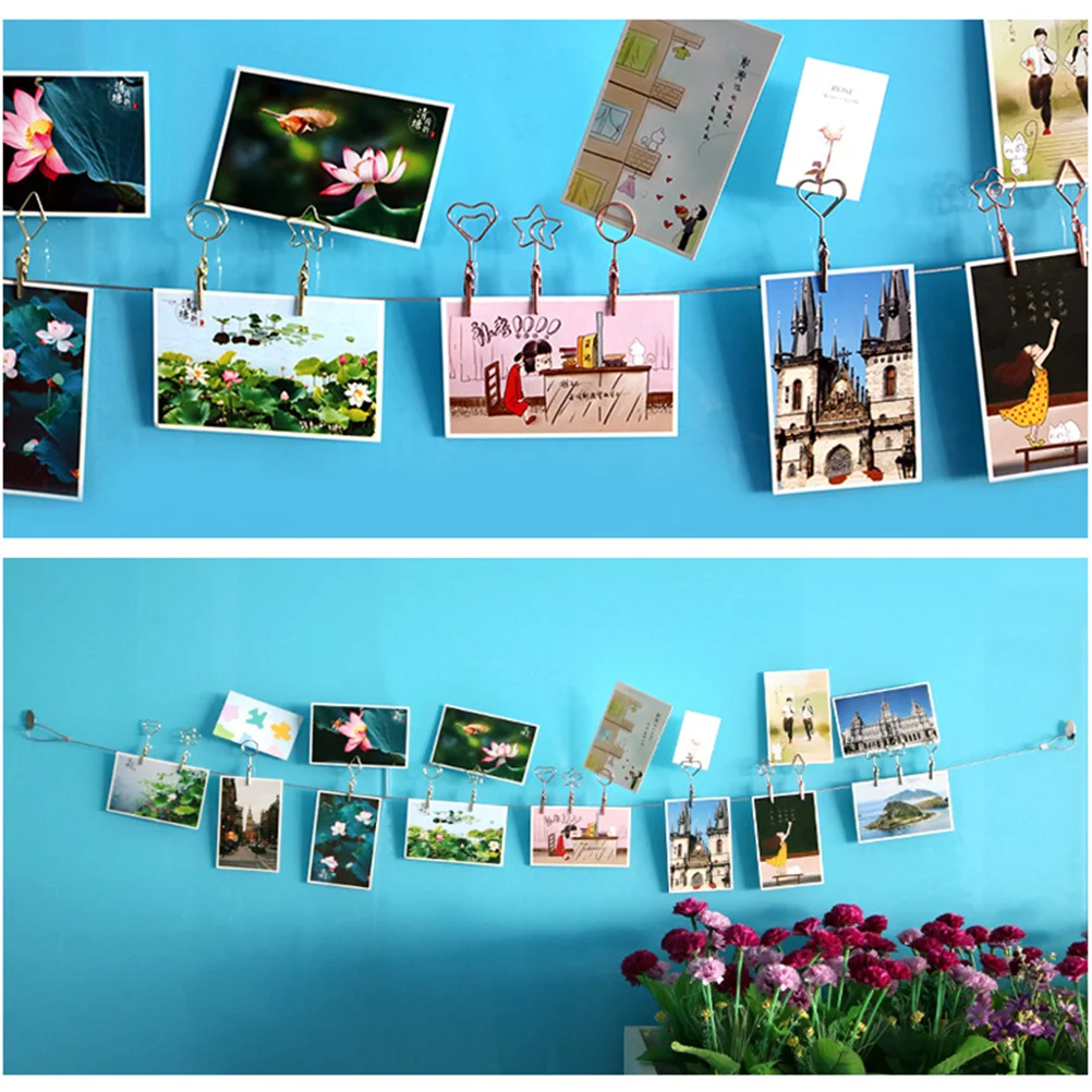 

10Pcs Metal Photo Clips Double-Headed Removable Memo Holder for Home Party Wedding Wall Display Photo Backdrop Silver