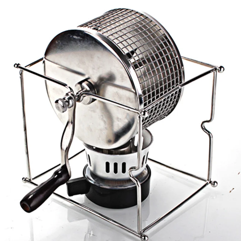 Hand operated household bean roaster, coffee bean roaster, small stainless steel roller bean roaster