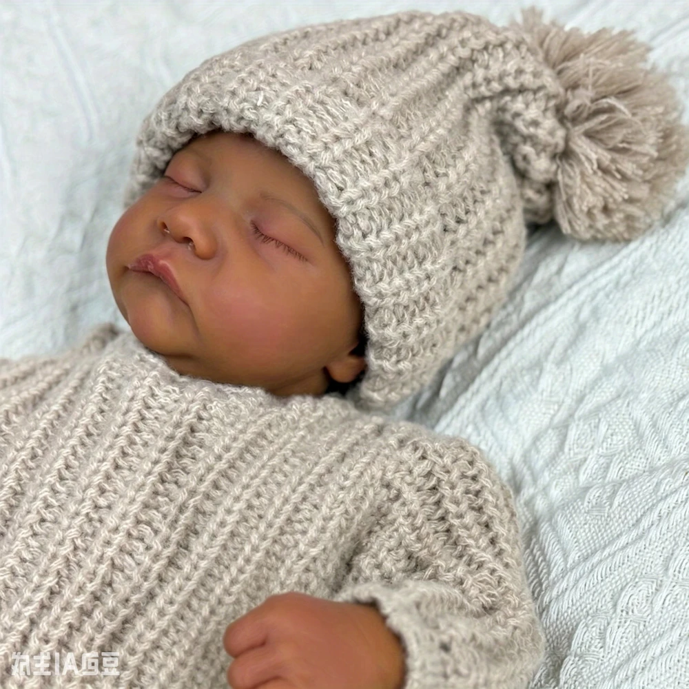 AONPENG Black Skin 45cm 18In Asleep Reborn Baby Doll Toy For Kids Real Life Baby Dolls Cloth Body Doll Kid Fashion Birthday Gift