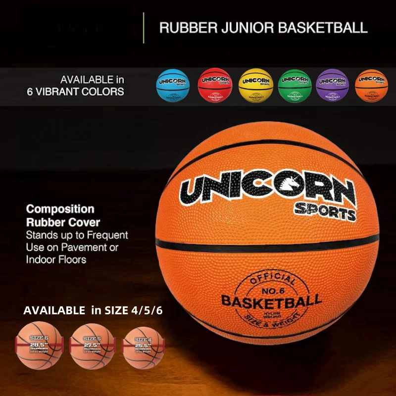 Basketball Size 5 Rainbow color for Indoor Outdoor School Game Street Ball Training Rubber Basketball