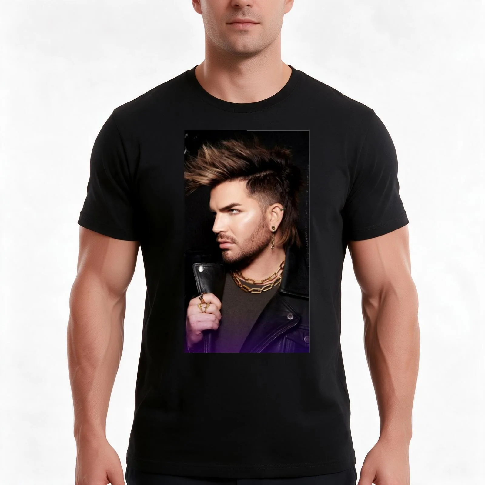 Glam Rock Adam Lambert T-Shirt, Summer Casual Cotton Tee, Oversized Streetwear Tops, Vintage Graphic Print, Unisex Men Women