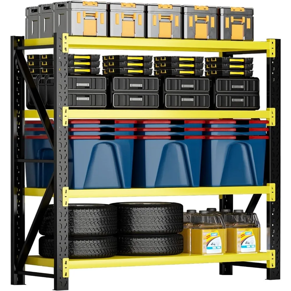

3000LBS Heavy Duty Storage Shelves,78''H Metal Garage Shelving, 4-Tier Adjustable Garage Organization Shelving Units, Industrial