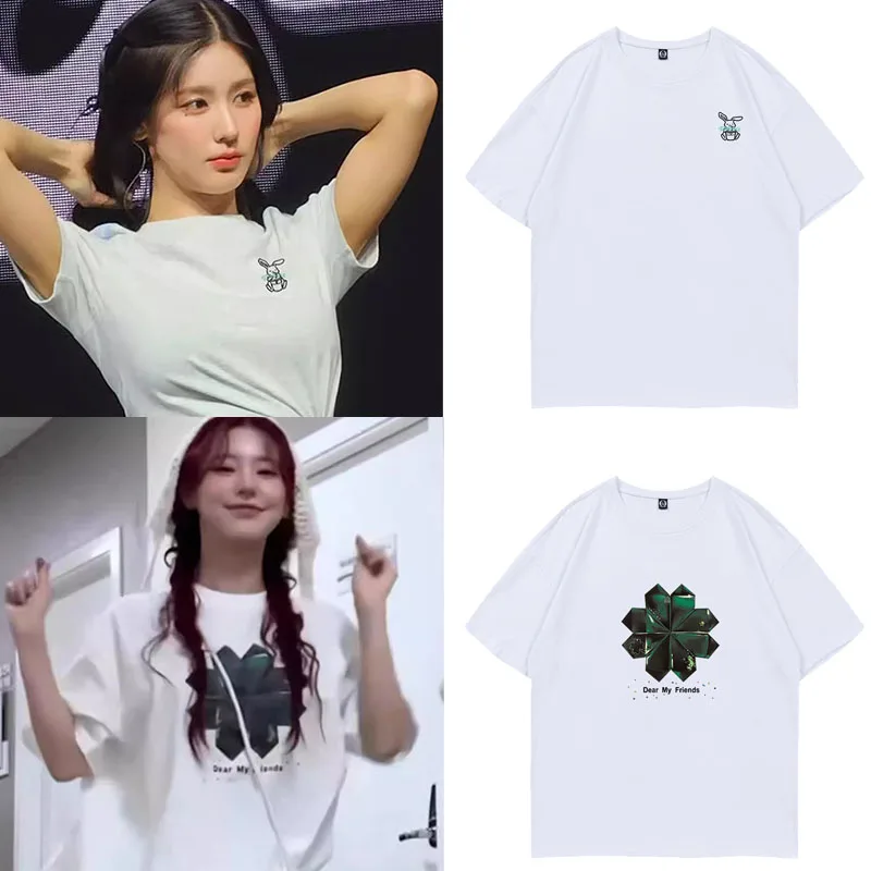 

GIDLE Zhao Meiyang Concert T-irt Pure Cotton Loose Fit round Ne Simple Print Summer ort Sve Commute Sle Creative P...