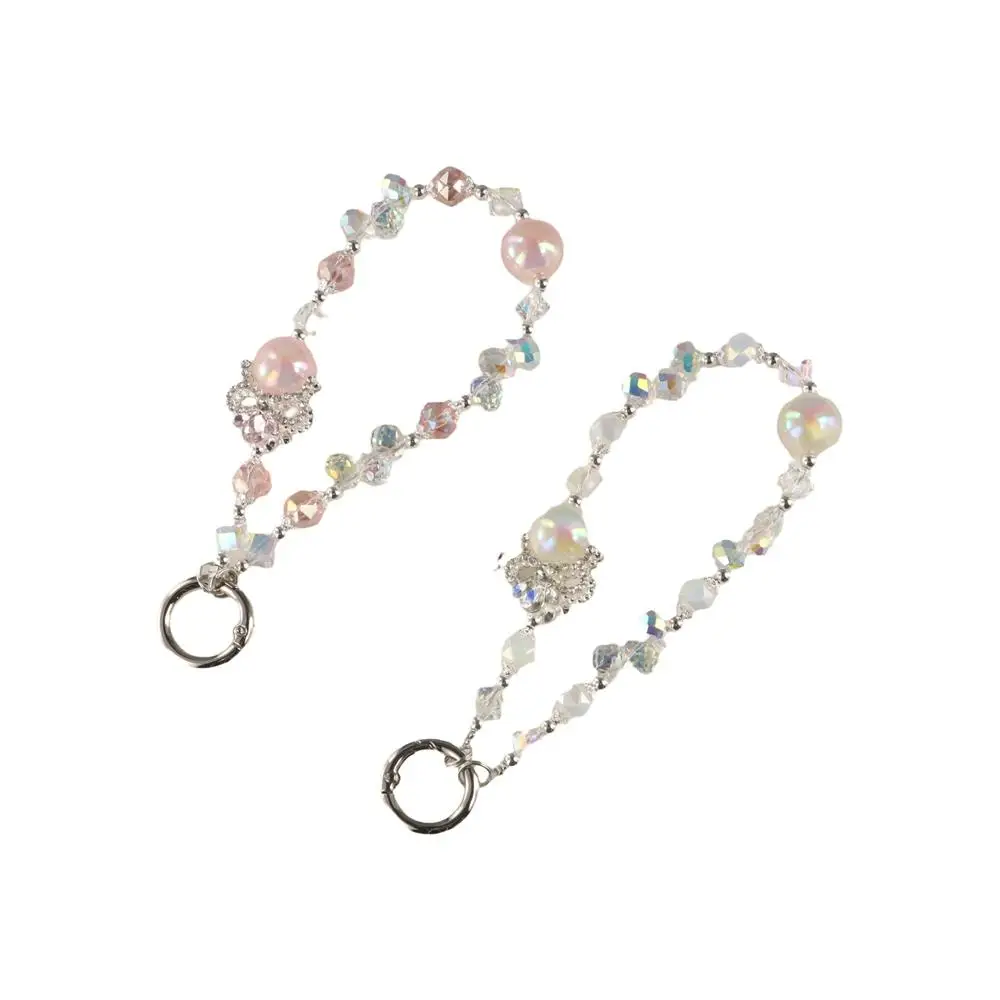 Cordones Antipérdida con Cuentas de Cristal, Cadena de Muñeca de Perlas, Correa Corta de Cristal de Colores para Teléfono, Lujo y Brillo