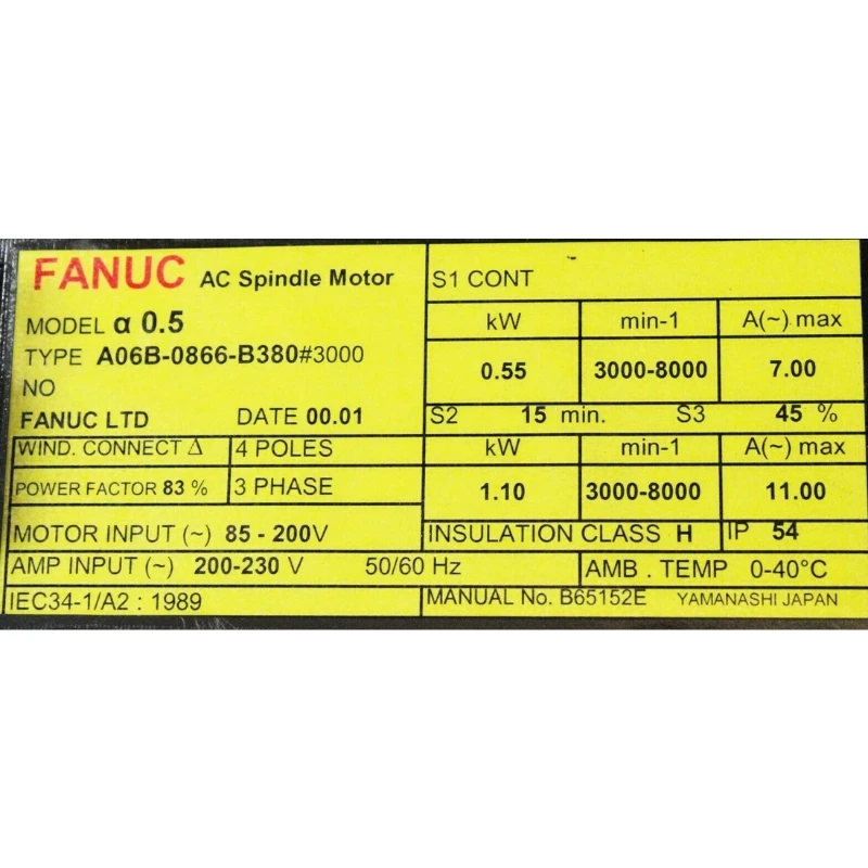 

Fanuc A06B-0866-B380 # Серводвигатель 3000 протестирован, в наличии, быстрая доставка