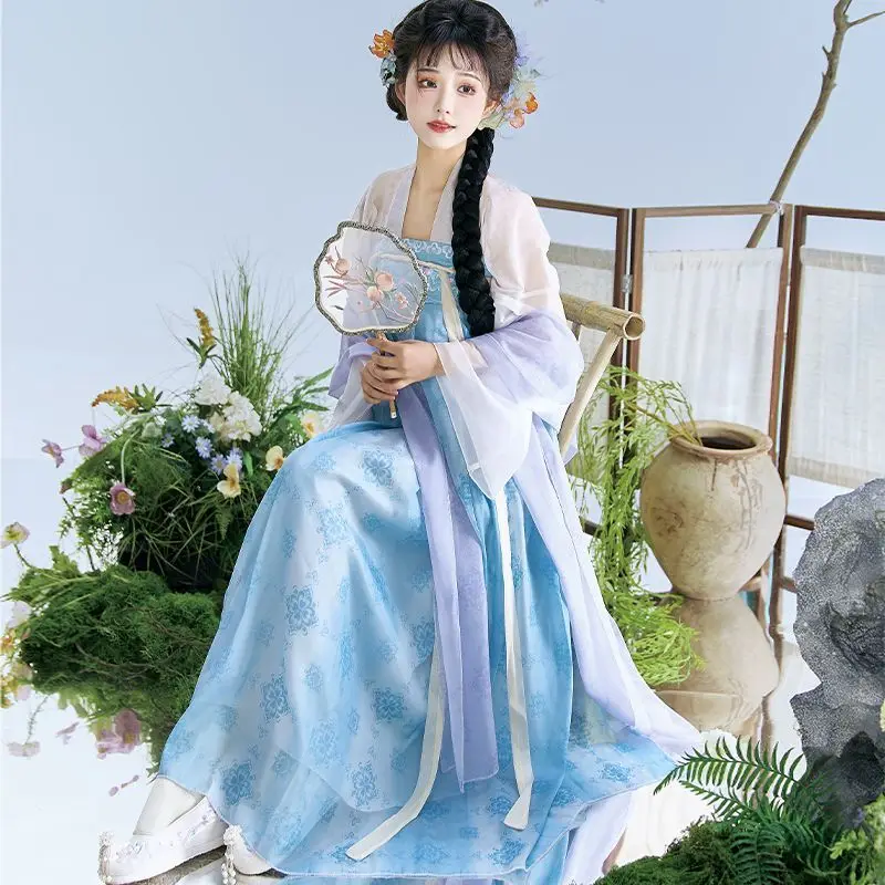Original ผู้หญิงจีนแบบดั้งเดิม Hanfu ชุด 2025 ChicTang Dynasty สไตล์พิมพ์โบราณคอสเพลย์เต้นรํา Elegant Princess ชุด