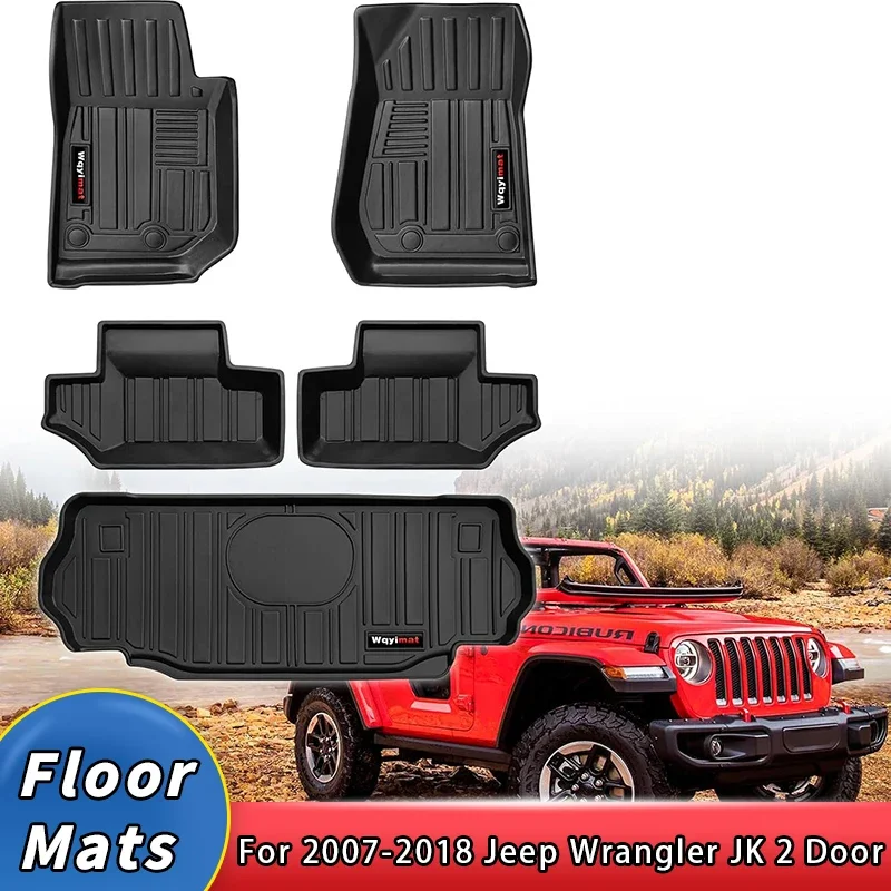 ل جيب رانجلر JK/JL/TJ/LJ 4 باب 2 باب 2007-2018 اكسسوارات الحصير البضائع بطانة مسند الظهر الحصير جميع الأحوال الجوية TPE المطاط