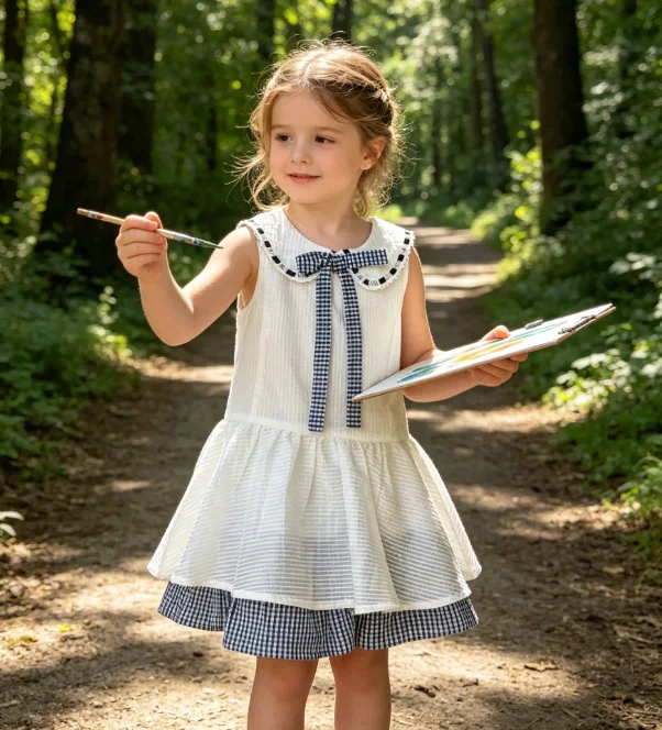 Girls Dress 2026 Spring and Summer New Children's Clothing Korean Style Girl Baby College Bow False Two Dresses