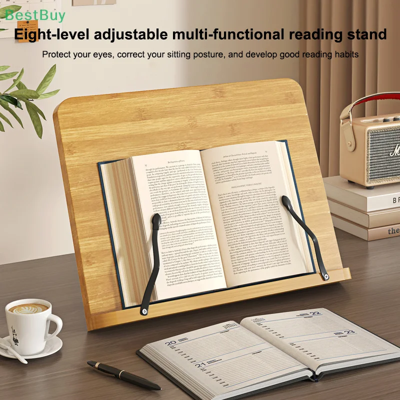 Adjustable Wood Reading Rest Tablet Book Holder Foldable Cookbook Reading Sturdy Book Stand Textbooks Lightweight Book Stand