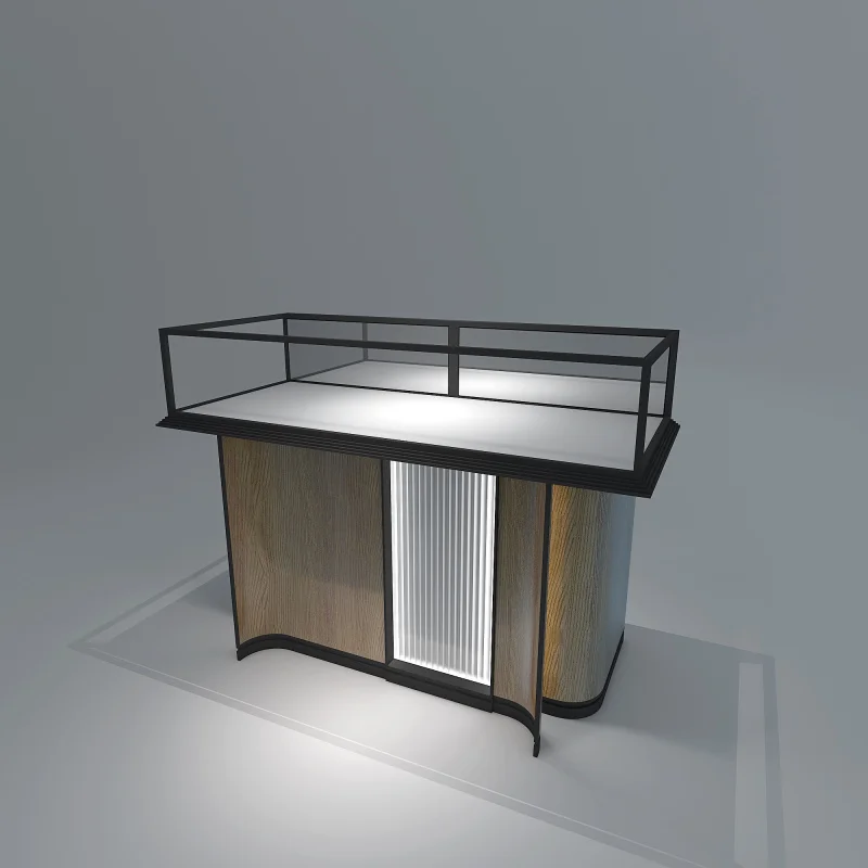 

Custom. design ultra tempered glass counter custom jewelry showcase display luxury with LED light