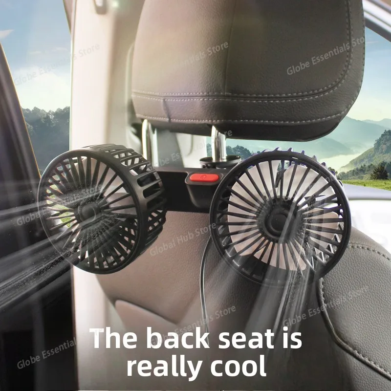 Car Seat Back Cooling Fan USB Charge Dual Head Fan 360 Degree Rotation Neck Portable Cooler for Summer Car Accessories