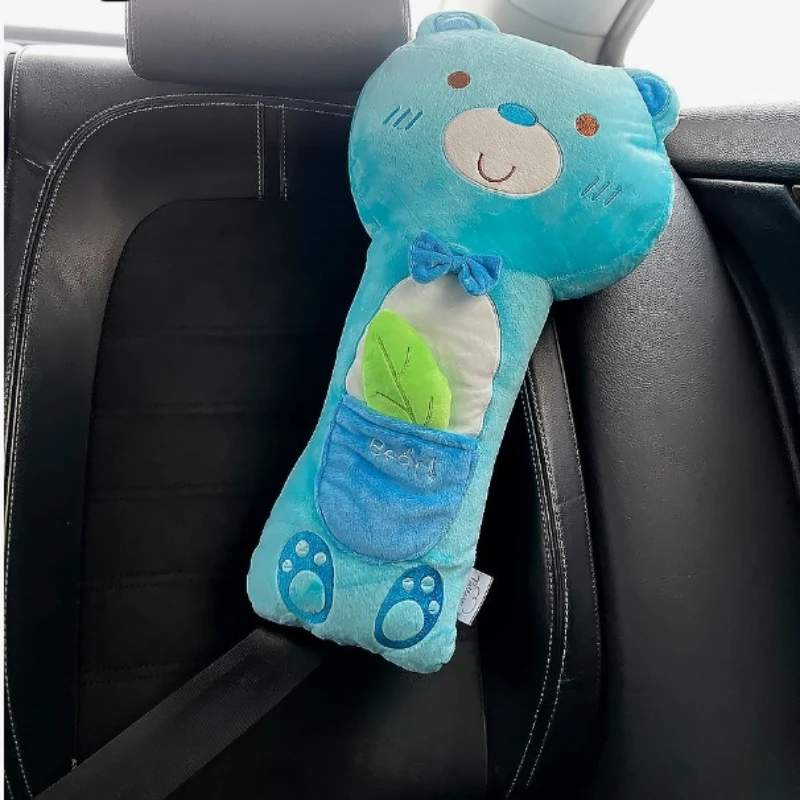 Cute Cartoon Children Neck Pillow Giraffe Seat Belt Pillow Shoulder Pads Car Pillow Soft Stuffed Animal Neck Cushion Child Sleep