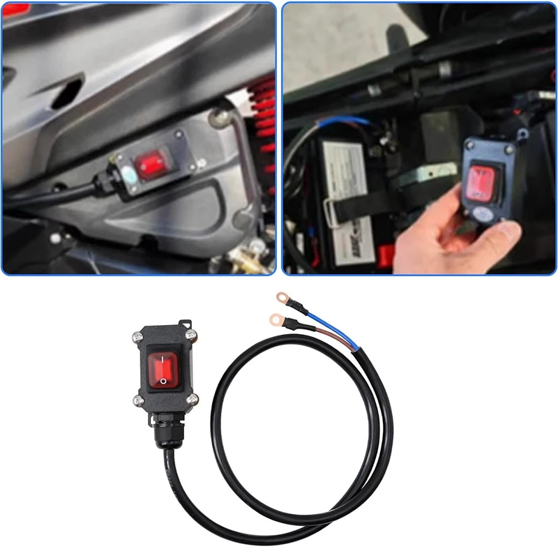 12V 24V Waterproof Battery Disconnect Switch with 50cm Insulated Cable for Motorcycle Battery Power Cut Off Switch