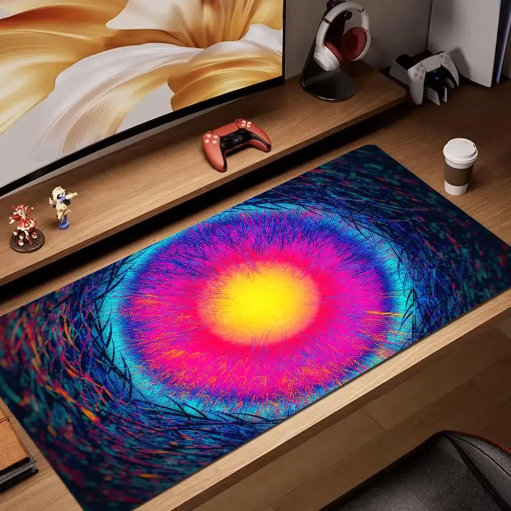 

Neon black hole design Mouse Pad rubber anti-slip Desk Mat gamer pc accessories Gaming mat mousepad suitable for office and game