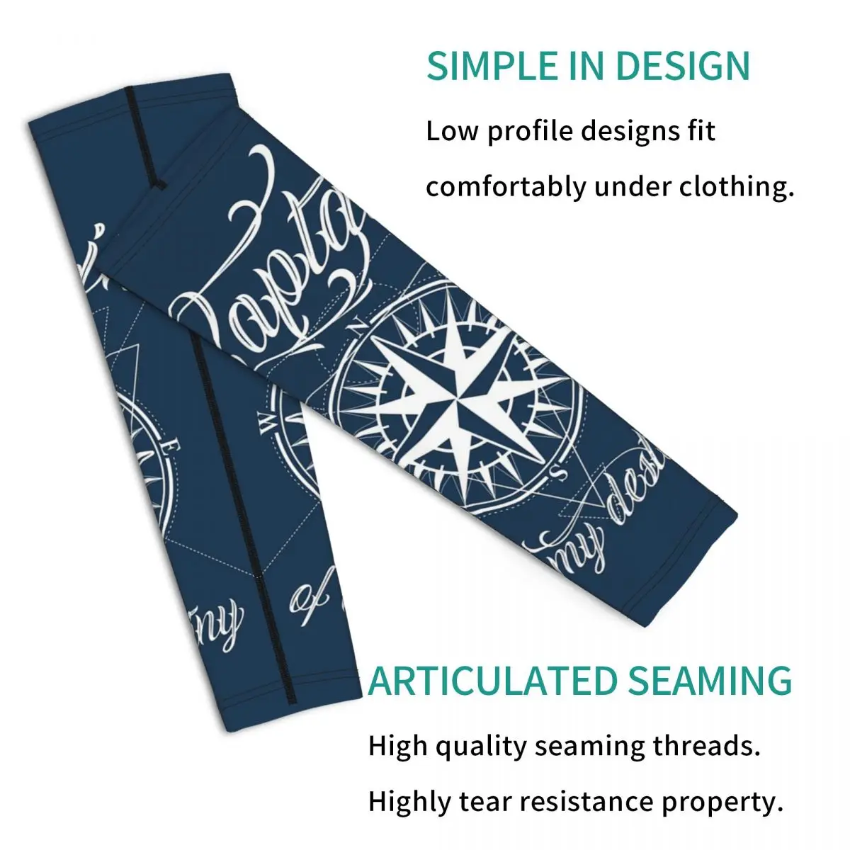 Nautischer Kompass Kapitän Anker Boot Armstulpen Männer Frauen Sonne UV-Schutz Tattoo Cover Up Sport Kühlung Radfahren