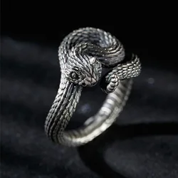 1 Piece Women and Men Vintage Animal Snake Open Winding Rattlesnake Ring Fashion Personaliy Couple Rings Jewelry