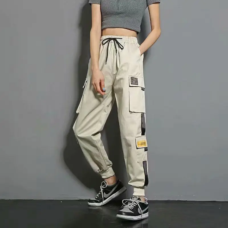 2023 new Cargo Pants Women Black Pockets Streetwear Fashion Korean Student Casual Pantalon Femme Spring Trousers Pants Girl