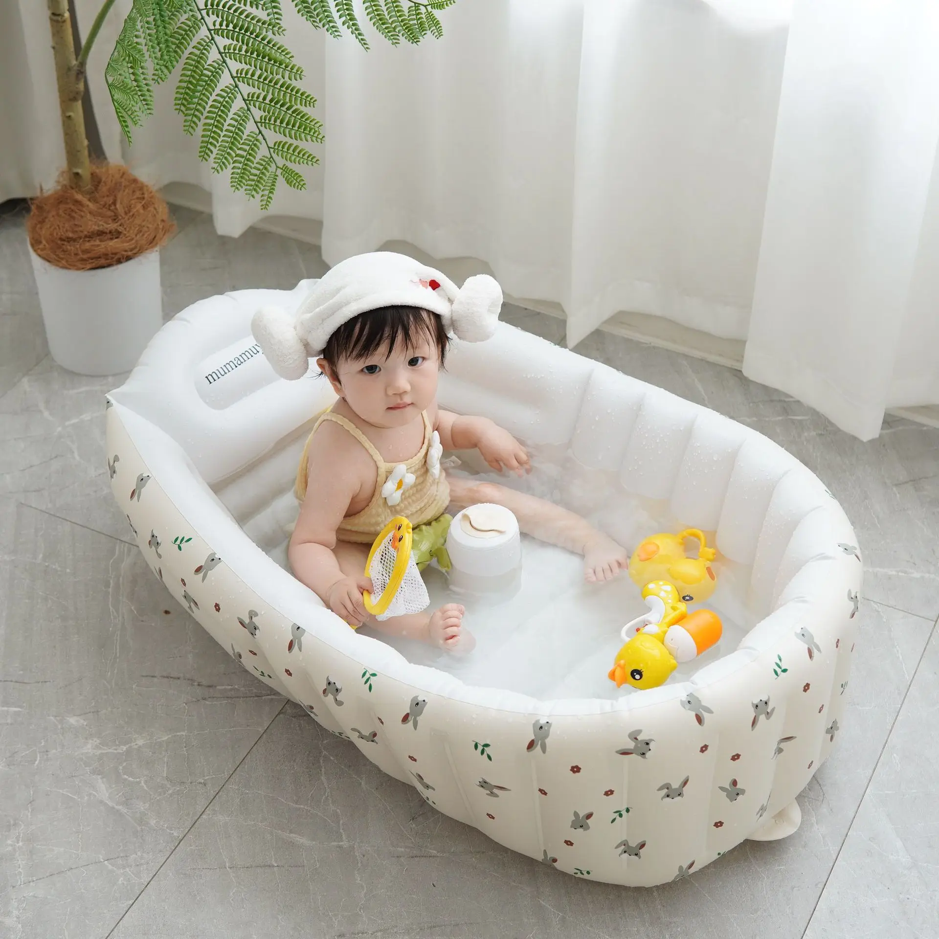 Ins-Style Aufblasbare Babybadewanne, Tragbare Kleinkind-Badewanne, Indoor-Kinder-Schwimmbecken, Heim-Kinderwaschbecken für Neugeborene