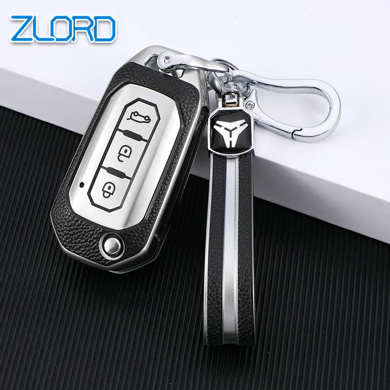 Leather TPU Car Flip Key Cover Case for Ford Fusion Fiesta Escort Mondeo Everest Ranger Bag Holder Protector Shell Fob Keychain