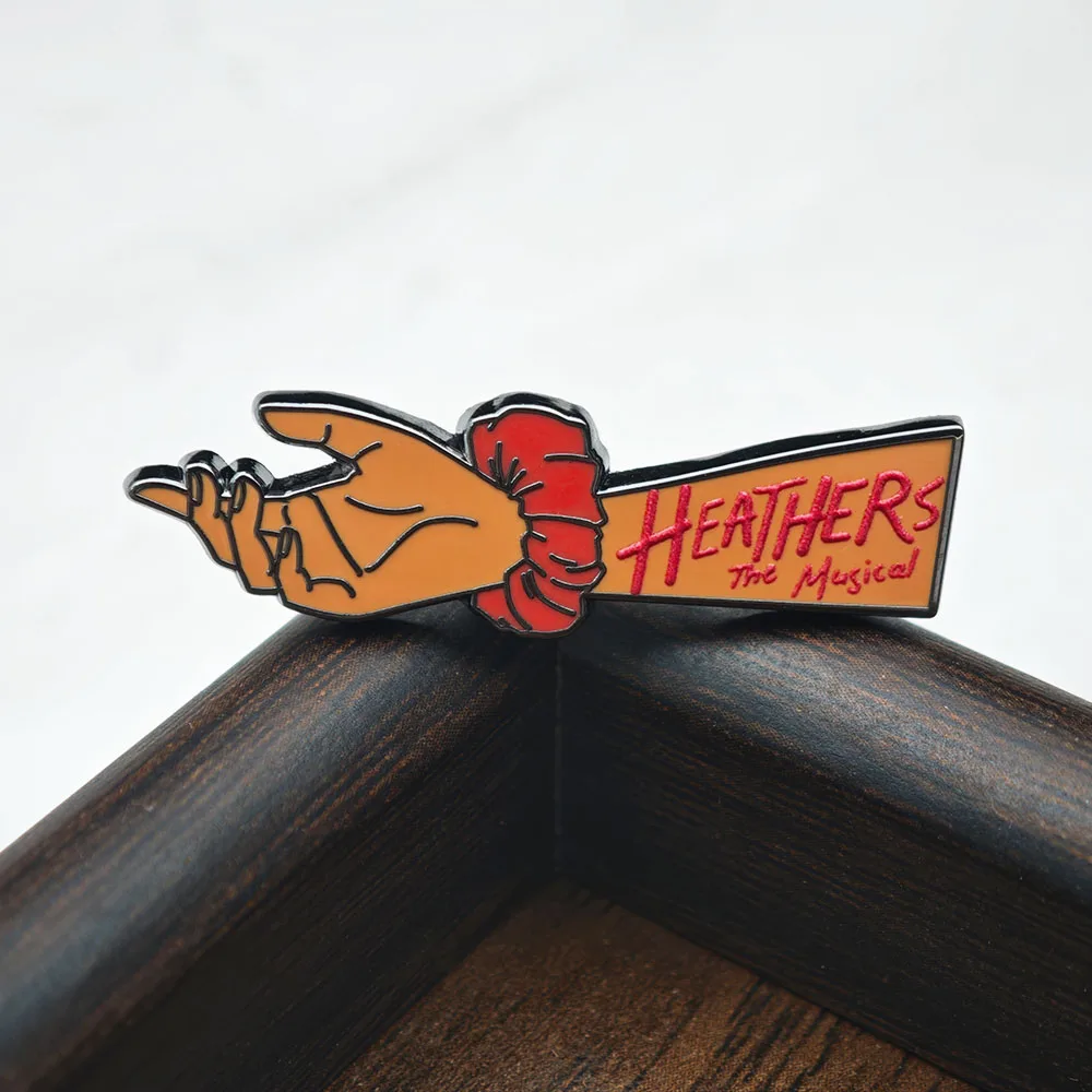 Heathers The Musical Metal Enamel Pin Red Scrunchie Brooch Broadway West End Theater Show Badge Lapel Pins Fan Gift Jewelry
